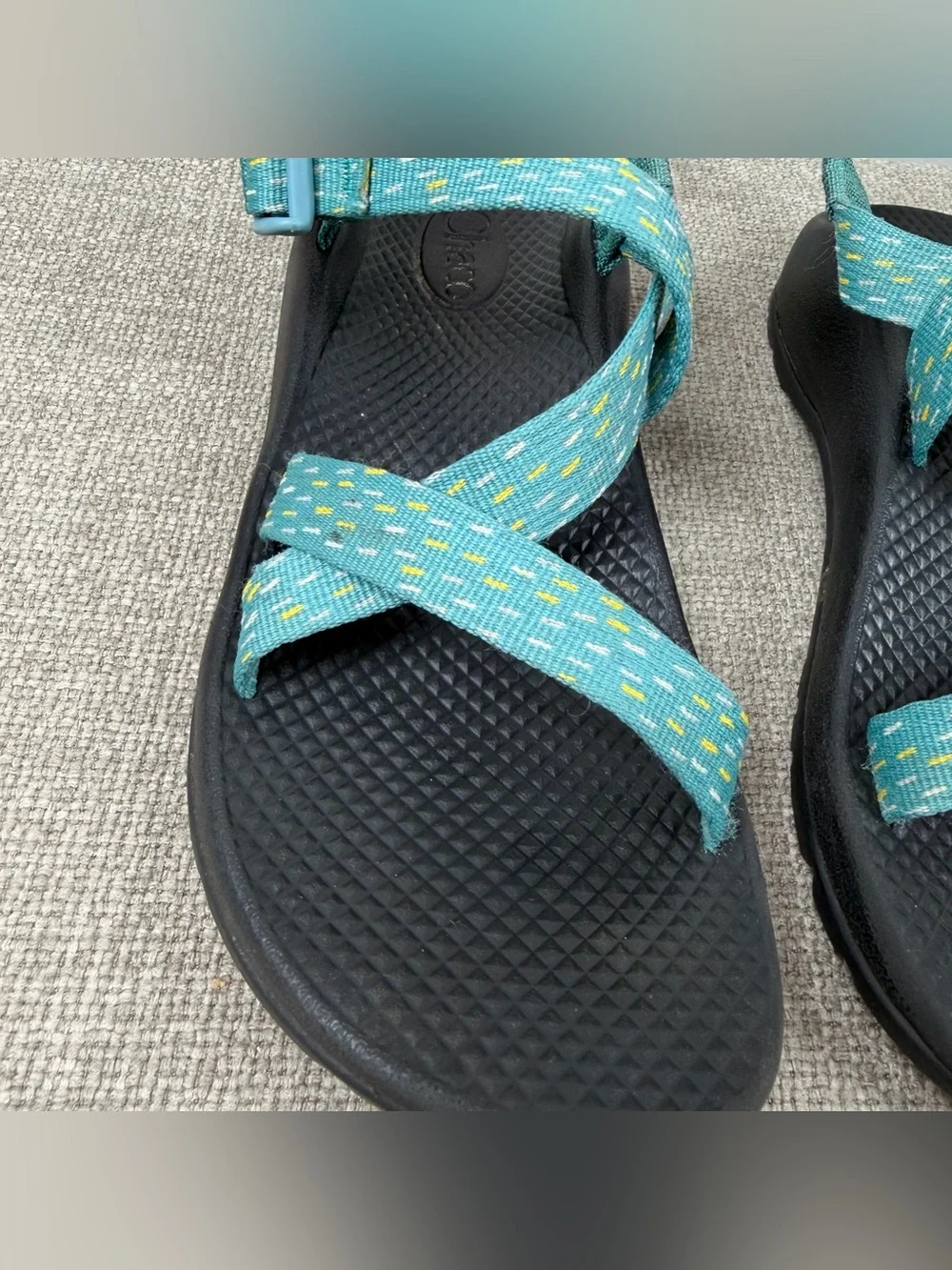 CHACO KID'S Z/1 ECOTREAD SANDALS Clip Aqua Teal Strappy Outdoors Hiking Size 5